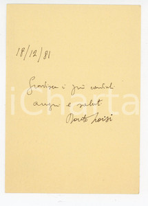 Autografo originale 1981 ROMA Scrittore Dante TROISI Cartolina postale per auguri  AUTOGRAFO FG VG 1