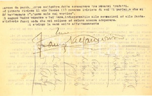 1928 MILANO Franco VELLANI DIONISI chiede prefazione a "L'anima nuda" AUTOGRAFO