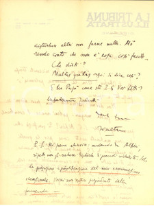 Autografo originale 1935 ca ROMA Walter VACCARI cerca presentazione per Dino Alfieri  AUTOGRAFO 1