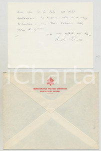 Autografo originale 1973 MILANO Mons. Sergio PIGNEDOLI arcivescovo ausiliare  Biglietto AUTOGRAFO 1