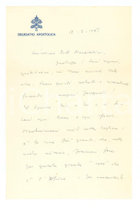 1961 VATICANO Delegatio Apostolica - Auguri mons. Sergio PIGNEDOLI *AUTOGRAFO