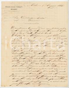 1885 MILANO Lettera Francesco TURATI per spedizione ordini - AUTOGRAFO