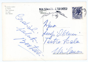 1961 CAGLIARI Cartolina tenore Aldo BERTOCCI a Luigi Oldani *AUTOGRAFO FG VG