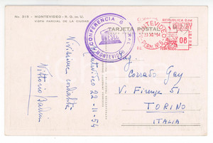 1954 MONTEVIDEO Vittorio BADINI CONFALONIERI - Cartolina AUTOGRAFA FP VG