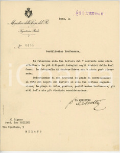 1932 ROMA Lettera Vittorio DE SANCTIS a Leo POLLINI per foto - AUTOGRAFO