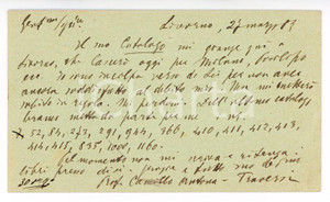 1883 LIVORNO Camillo ANTONA TRAVERSI in debito con Gaetano ROMAGNOLI - AUTOGRAFO