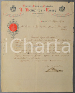 1903 ROMA Antiquario Louis KEMPNER chiude il negozio per l'estate - AUTOGRAFO