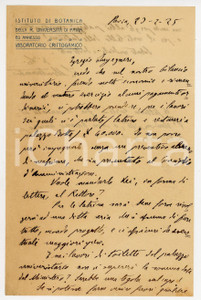 1925 PAVIA Istituto Botanica - Luigi MONTEMARTINI chiede preventivo per lavori