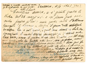 1943 WW2 TAORMINA Cartolina prof. Emilio LUMIA scampato alle bombe - AUTOGRAFO