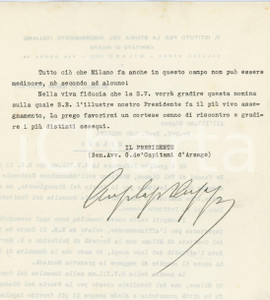 1936 MILANO Lettera Giuseppe DE CAPITANI D'ARZAGO a Leo Pollini - AUTOGRAFO