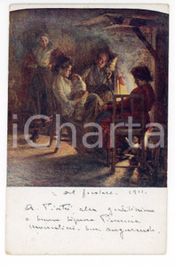 1911 Cartolina Antonio PIATTI "Al focolare" a Pinuccia Moncalieri - AUTOGRAFO