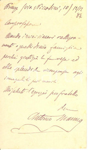 1884 FIRENZE Cartolina barone Antonio MANNO per auguri - AUTOGRAFO FP VG