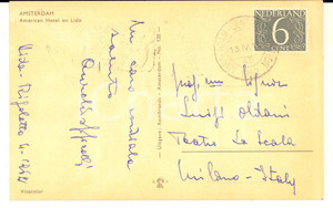 1962 AMSTERDAM Cartolina baritono Aurelio OPPICELLI a Luigi Oldani - AUTOGRAFO