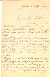 1904 GAETA Lettera arcidiacono Giuseppe Maria DE VIO per libretto *Autografo