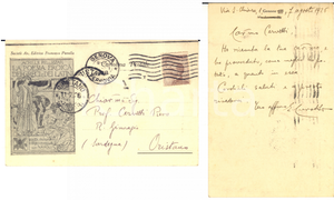 Autografo originale 1926 GENOVA SocietÃ  An. Editrice Francesco PERRELLA  Cartolina PELLIZZARI FG VG 1