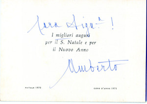Autografo originale 1970 CASCAIS Auguri re Umberto II di Savoia in esilio  Biglietto AUTOGRAFO 1