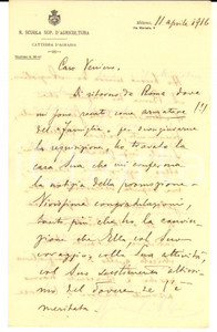 1916 MILANO Lettera Vittorio ALPE sulle scuole industriali - AUTOGRAFO