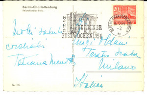 1954 BERLINO Soprano Tatiana MENOTTI - Cartolina a Luigi OLDANI - AUTOGRAFO