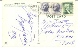 1963 NEW YORK Baritono Giuseppe TADDEI - Cartolina AUTOGRAFO FP VG