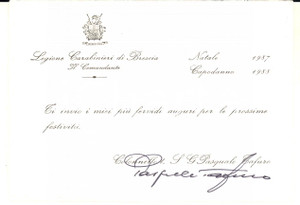 1987 BRESCIA Legione CARABINIERI - Col. Pasquale TAFURO comandante - Autografo