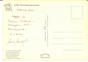 1988 FRANCE Cartolina pittore Guido HANSET con nudo artistico - AUTOGRAFO