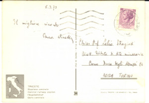 1973 TRIESTE Cartolina prof. Enea OCCELLA a Lelio Stragiotti - AUTOGRAFO FG VG