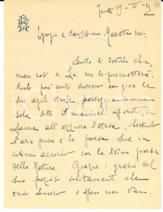 1921 TRIESTE Erminia REALI ringrazia per l'incoraggiamento - AUTOGRAFO