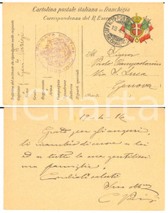 1916 WW1 BRIGATA CHIETI Cartolina gen. Cesare PARIGI per auguri - AUTOGRAFO FP