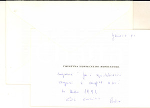 1991 GENOVA Biglietto Cristina FORMENTON MONDADORI per auguri - Autografo