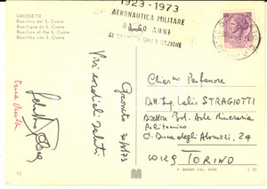 1973 GROSSETO Prof. Sebastiano PELIZZA ed Enea OCCELLA - Cartolina con AUTOGRAFI