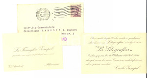 1929 MILANO LA LITOGRAFICA - Famiglia ZIMPEL - Biglietti da visita