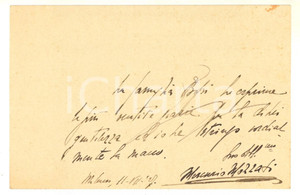 Autografo originale 1927 MILANO Biglietto scrittore Mercurio MOZZATI per ringraziamento  AUTOGRAFO 1