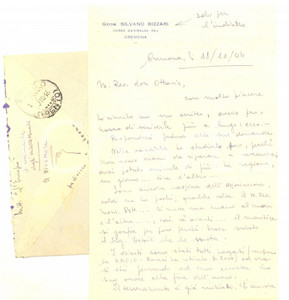 Autografo originale 1946 CREMONA Lettera Silvano BIZZARI direttore L Europeo  AUTOGRAFO 1