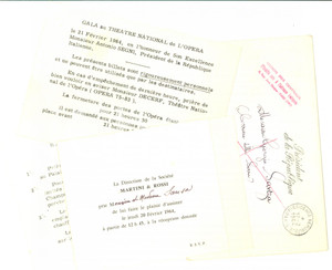 Documento originale, autentico 1964 PARIS ThÃ©Ã¢tre de l OpÃ©ra  Gala per il presidente Antonio SEGNI  Invito 1