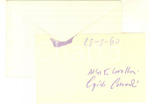 Autografo originale 1960 GIORNALISMO Biglietto Alberto CAVALLARI  Egisto CORRADI  Autografi 1