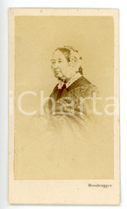 Fotografia d epoca originale 1862 NICE F Ritratto di anziana donna con cuffietta in pizzo Foto MOOSBRUGGER 1
