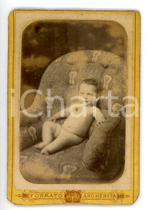 Fotografia d epoca originale 1900 ca NAPOLI Ritratto di bambino in poltrona Fotografia G. GATTI  CDV 1