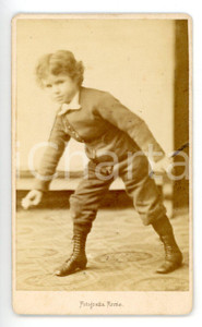 1870 ca TORINO Bambino gioca a biglie - Fotografia ROMA - CDV