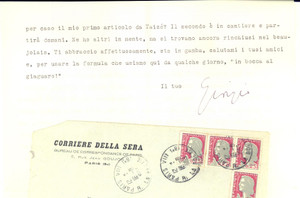 1963 PARIS Lettera giornalista Giorgio SANSA sulla vita quotidiana - Autografo