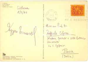 Autografo originale 1963 LISBONA Cartolina botanico Ruggero TOMASELLI  Autografo FG VG 1