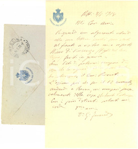1918 PATTI Lettera on. Giuseppe FARANDA al ritorno dal fronte - AUTOGRAFO