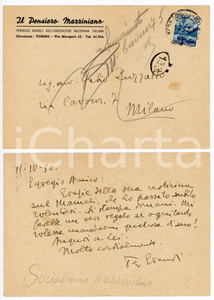 1950 TORINO Terenzio GRANDI - Il Pensiero Mazziniano *AUTOGRAFO DANNEGGIATO