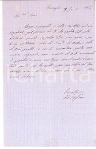 1864 CARAGLIO Lettera conte Pio D'AGLIANO per invio documento - AUTOGRAFO