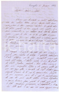 Autografo originale 1864 CARAGLIO Conte Pio D AGLIANO ringrazia il nipote Faustino ROCCI  AUTOGRAFO 1