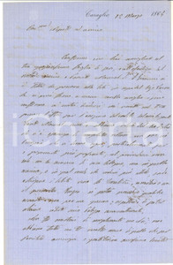 Autografo originale 1864 CARAGLIO Pio D AGLIANO e Manuel DI SAN GIOVANNI in causa  AUTOGRAFO 1