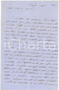 Autografo originale 1864 CARAGLIO Conte Pio D AGLIANO sulla vendita del proprio palazzo AUTOGRAFO 1