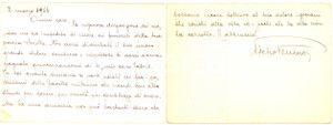 Autografo originale 1956 s. l. Biglietto Pietro VENINO per condoglianze  AUTOGRAFO 16x12 cm 1