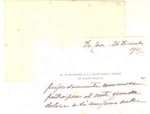1947 s. l. Marchese e marchesa TERZI DI SANT'AGATA - Biglietto AUTOGRAFO