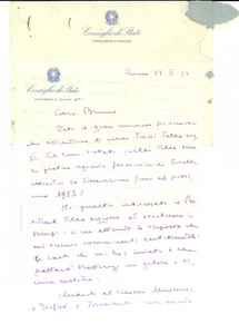 1952 ROMA Lettera Bruno FORNACIARI pro scuola agricola femminile - AUTOGRAFO