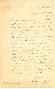 1872 FIRENZE Salvatore MUZZI chiede compenso per il proprio lavoro - AUTOGRAFO